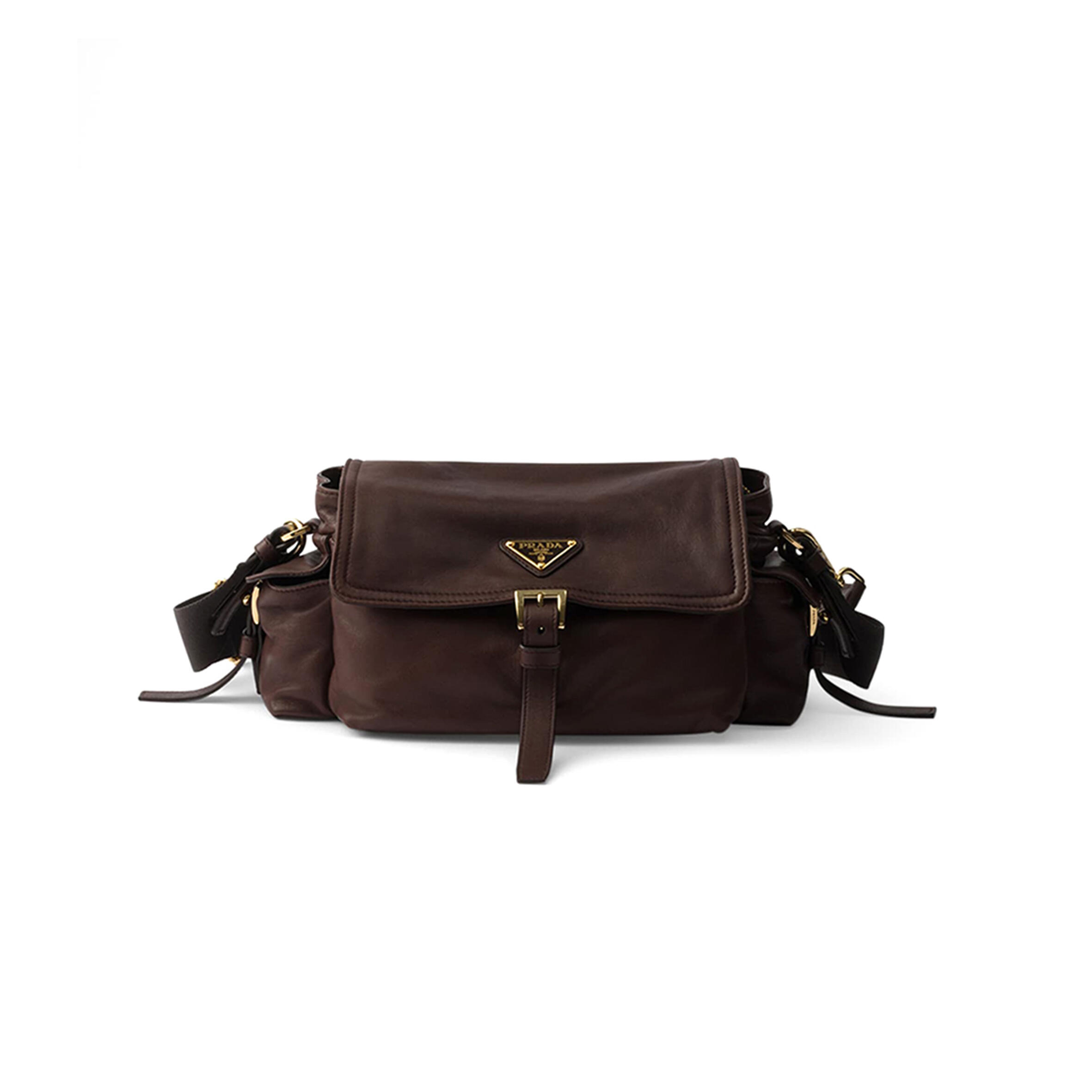 PRADA EXPLORE MEDIUM NAPPA LEATHER SHOULDER BAG WITH FLAP 1BD394 (30*14*10cm)